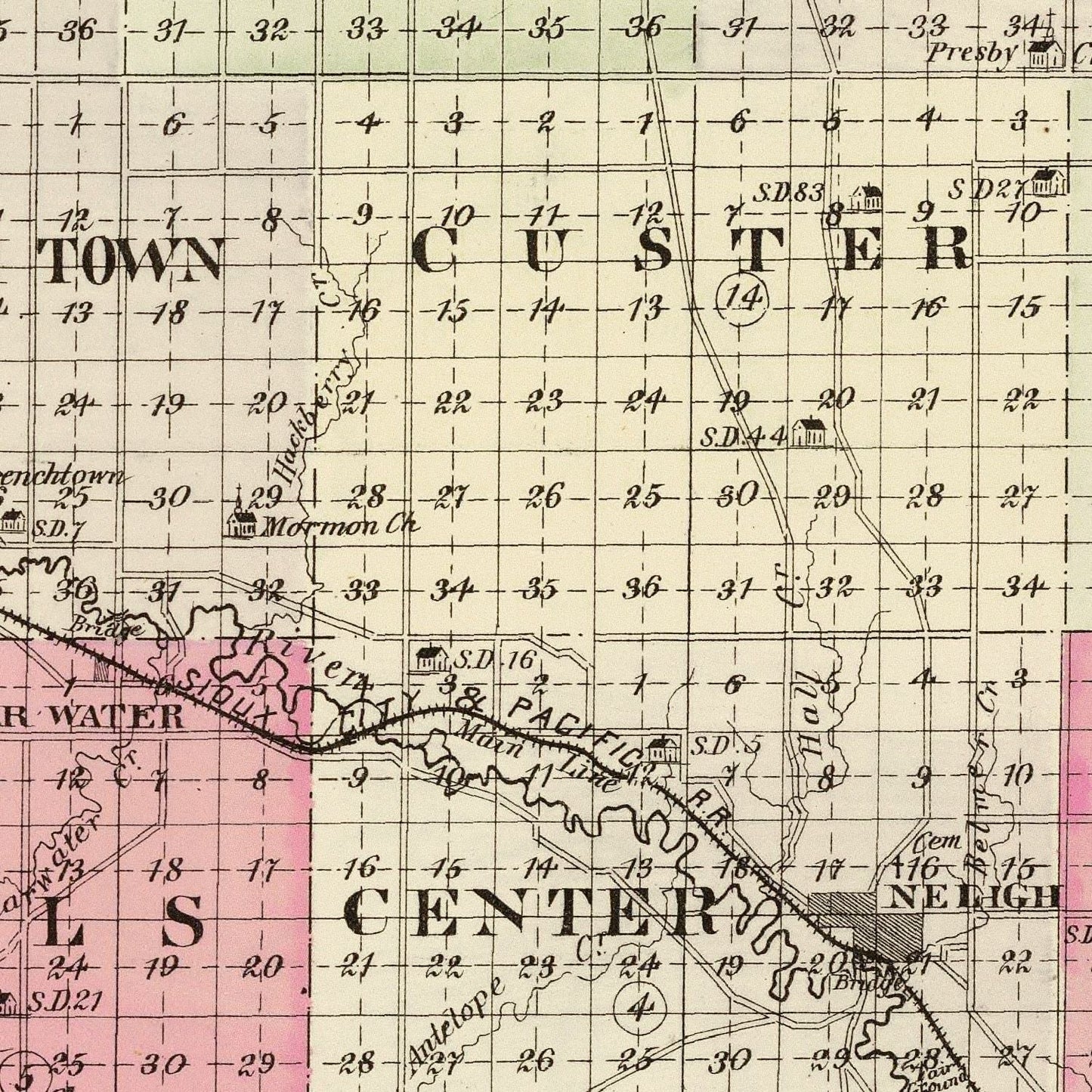 Vintage Map of Antelope County, Nebraska 1885