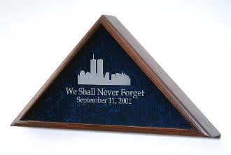 World Trade Center Flag Case, 911 Memorial Flag Display case, Double Strength Glass
