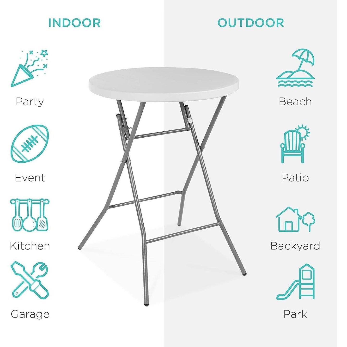 Bar Height Folding Table Indoor Outdoor Patio Table