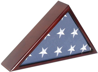 Solid Wood Memorial Flag Case Frame Display Case for 5x9.5' Flag Folded for Funeral or Burial Flag