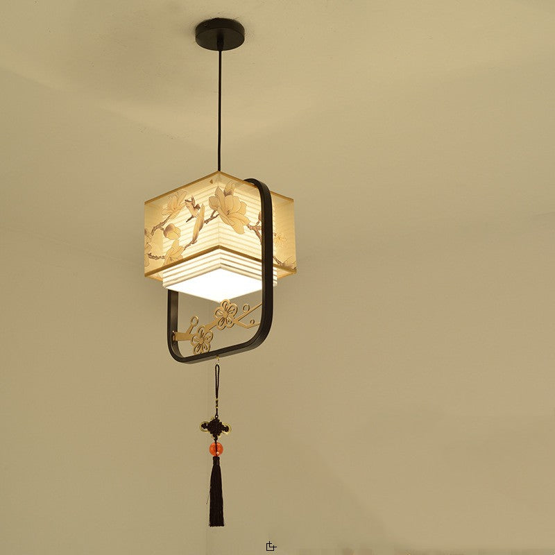 Chinese Flower-and-Bird Chandelier with Single Head