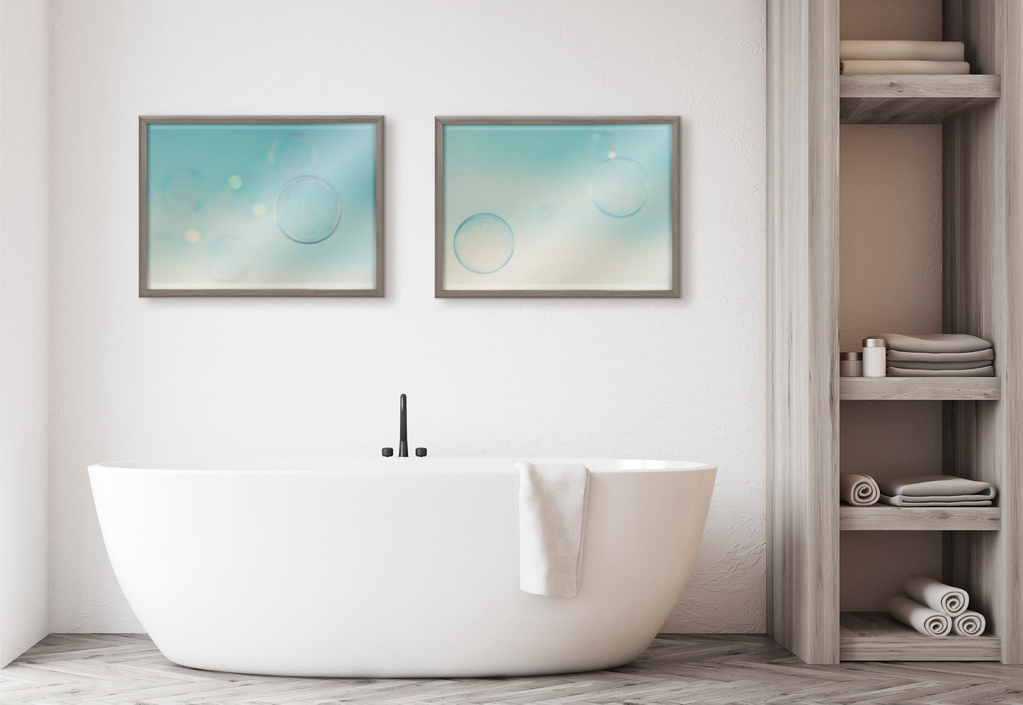 Blake Bubble Rectangle II Framed Printed Glass by Laura Evans