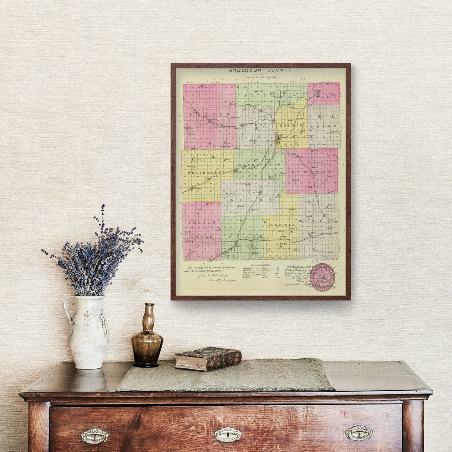Vintage Map of Anderson County, Kansas 1887