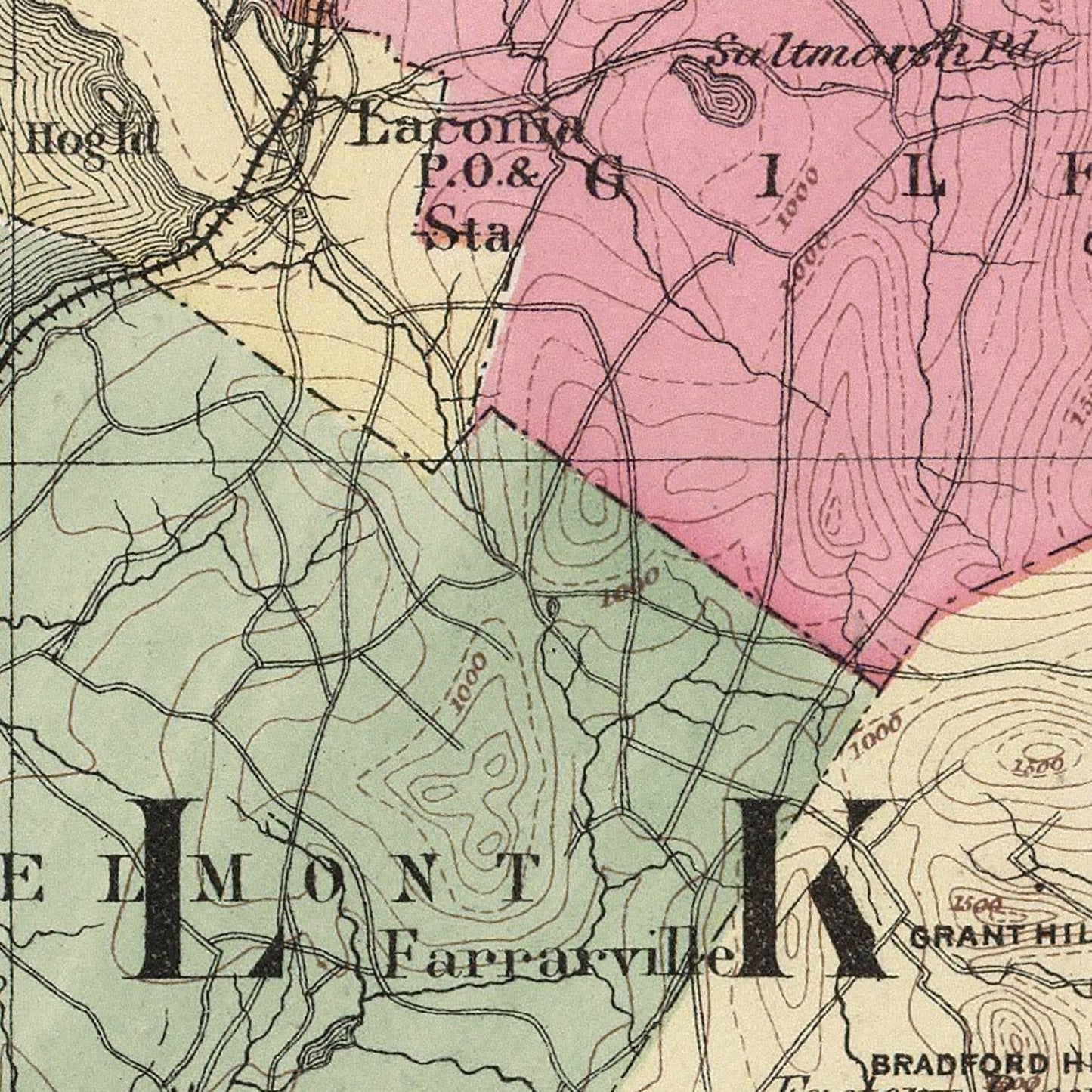 Vintage Map of Belknap County, New Hampshire 1877