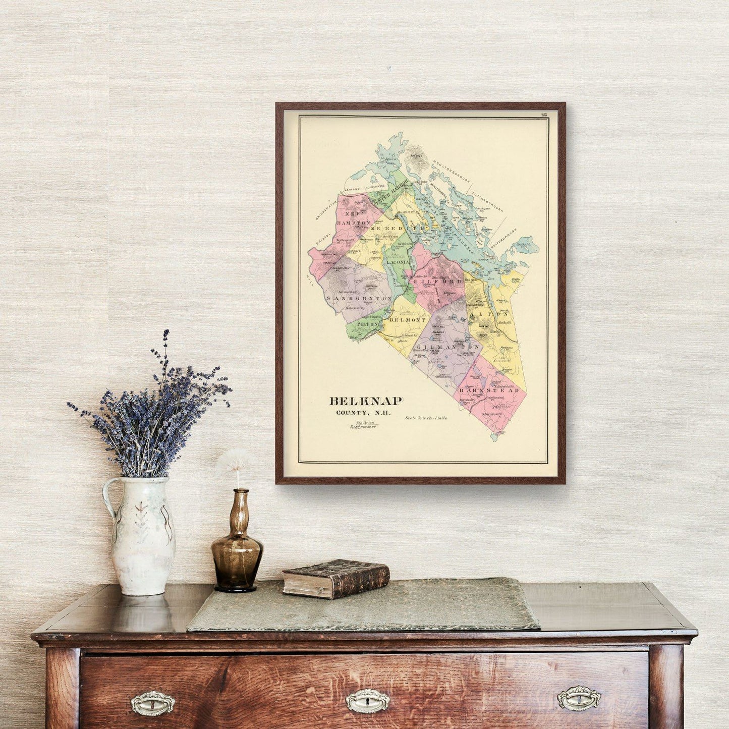 Vintage Map of Belknap County, New Hampshire 1892