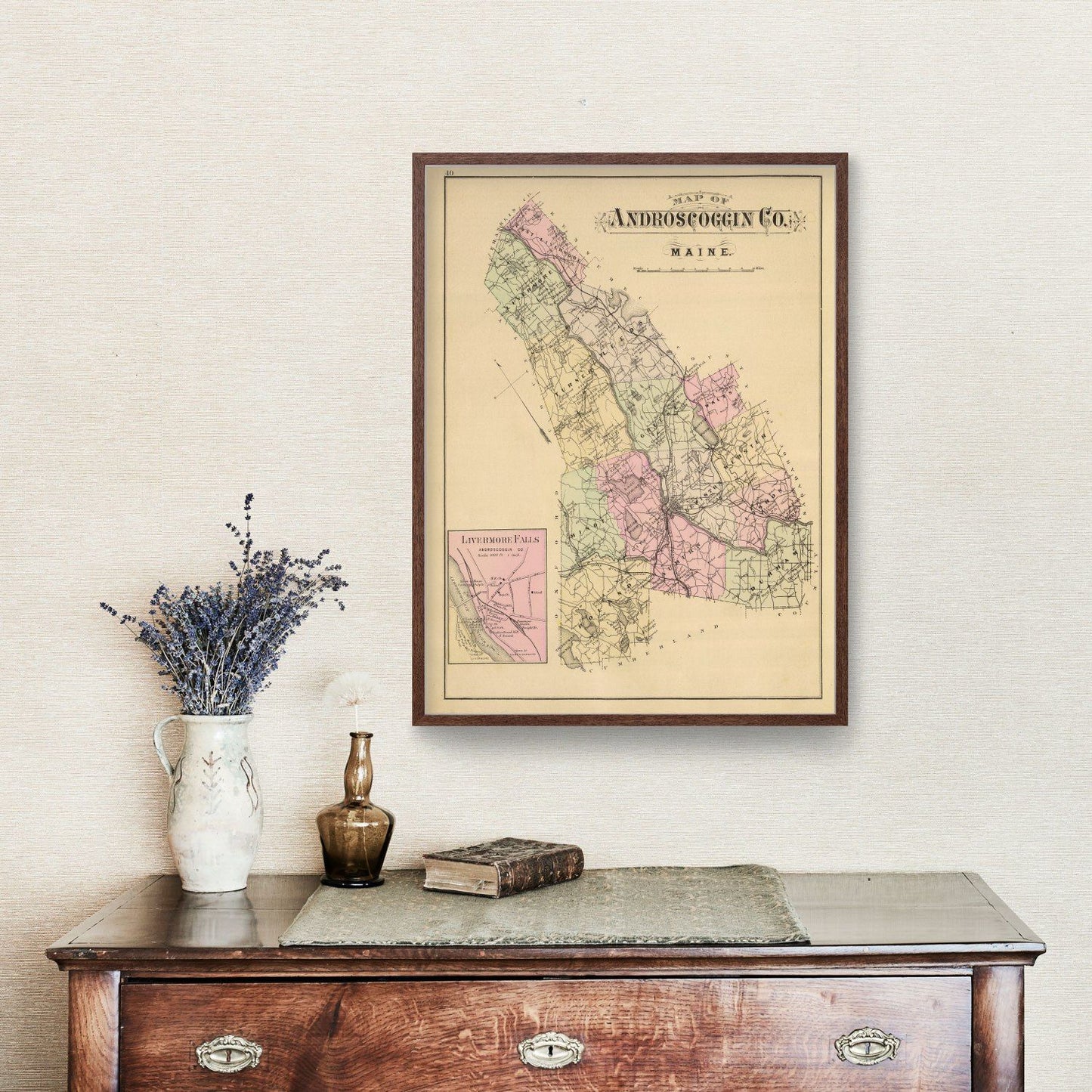 Vintage Map of Androscoggin County, Maine 1885