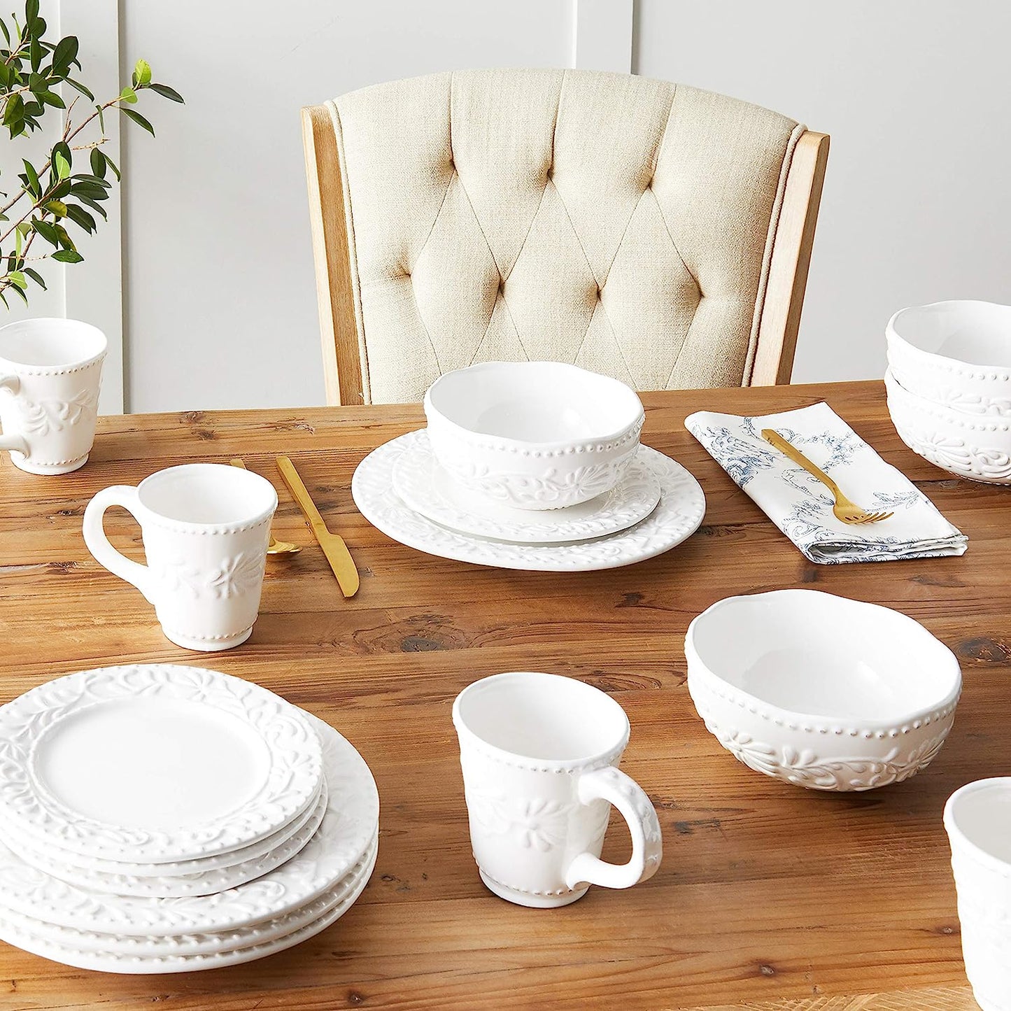 BIANCA LEAF 16PC DINNERWARE SET