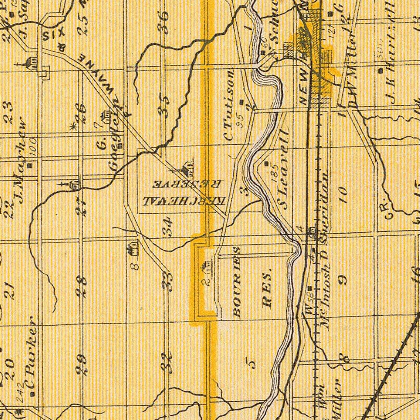 Vintage Map of Allen County, Indiana 1876