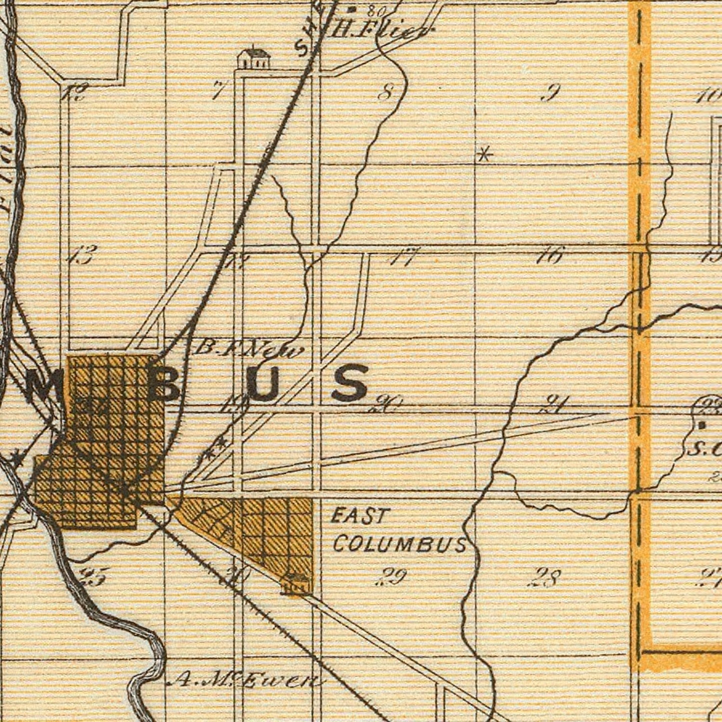 Vintage Map of Bartholomew County, Indiana 1876