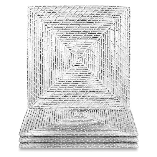 WHITE RATTAN SET/4 CHARGER SQUARE