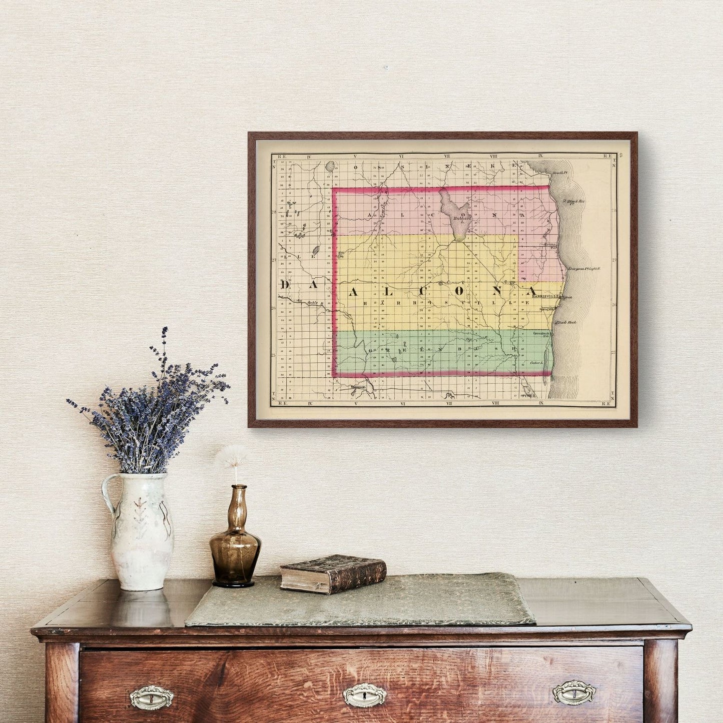 Vintage Map of Alcona County, Michigan 1873