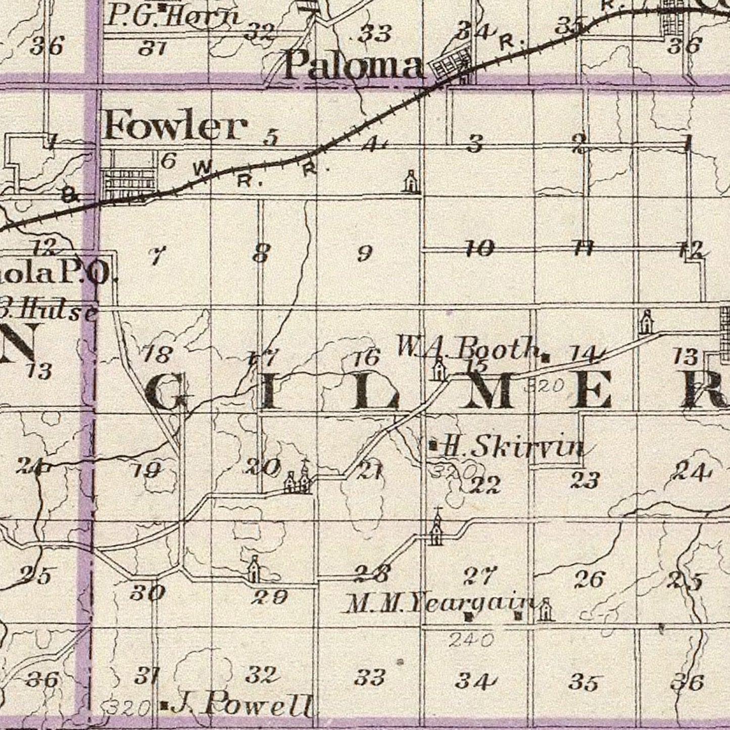 Vintage Map of Adams County, Illinois 1876