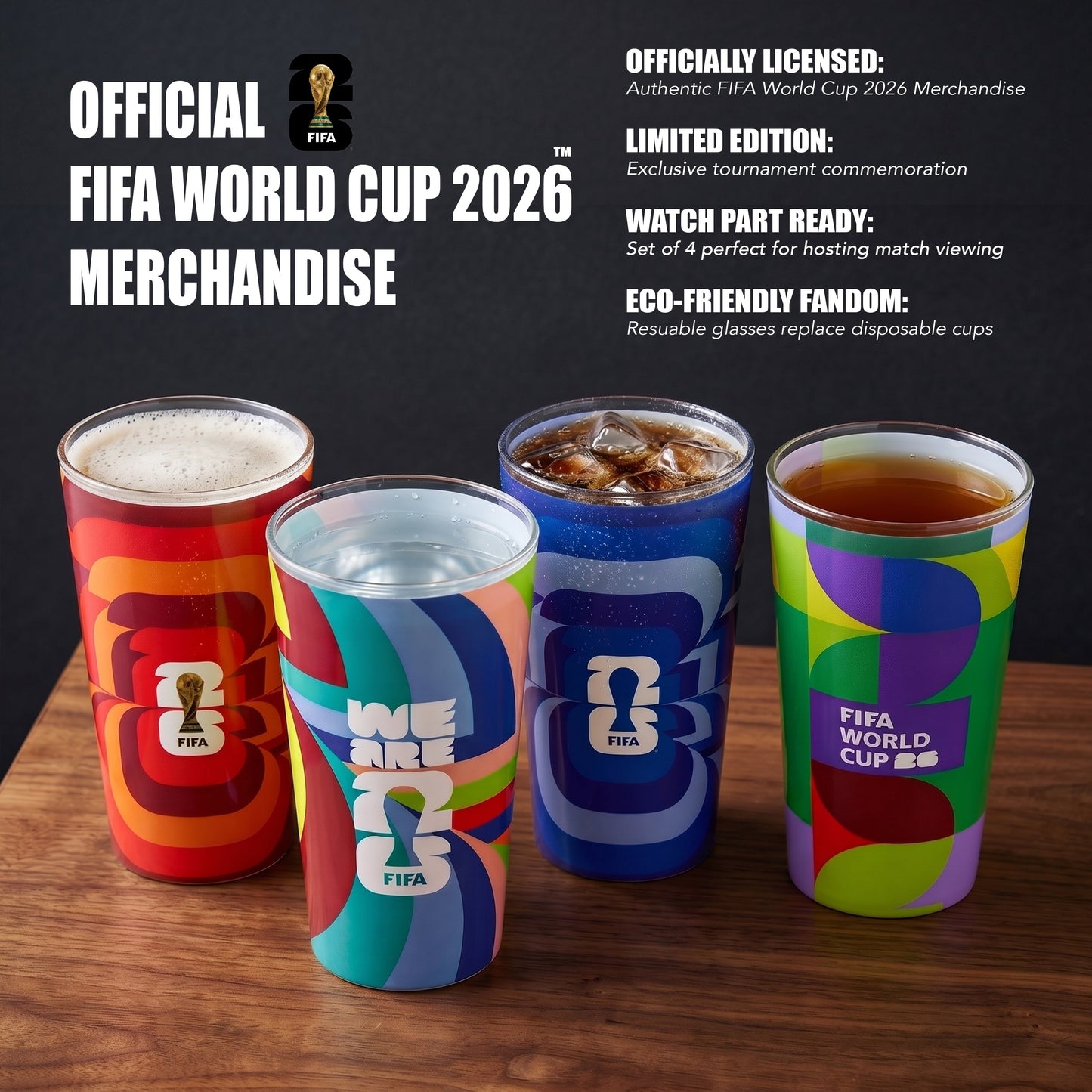 Atelier Sportif Official Official FIFA World Cup 2026 Edition 17 Oz Glass Tumblers