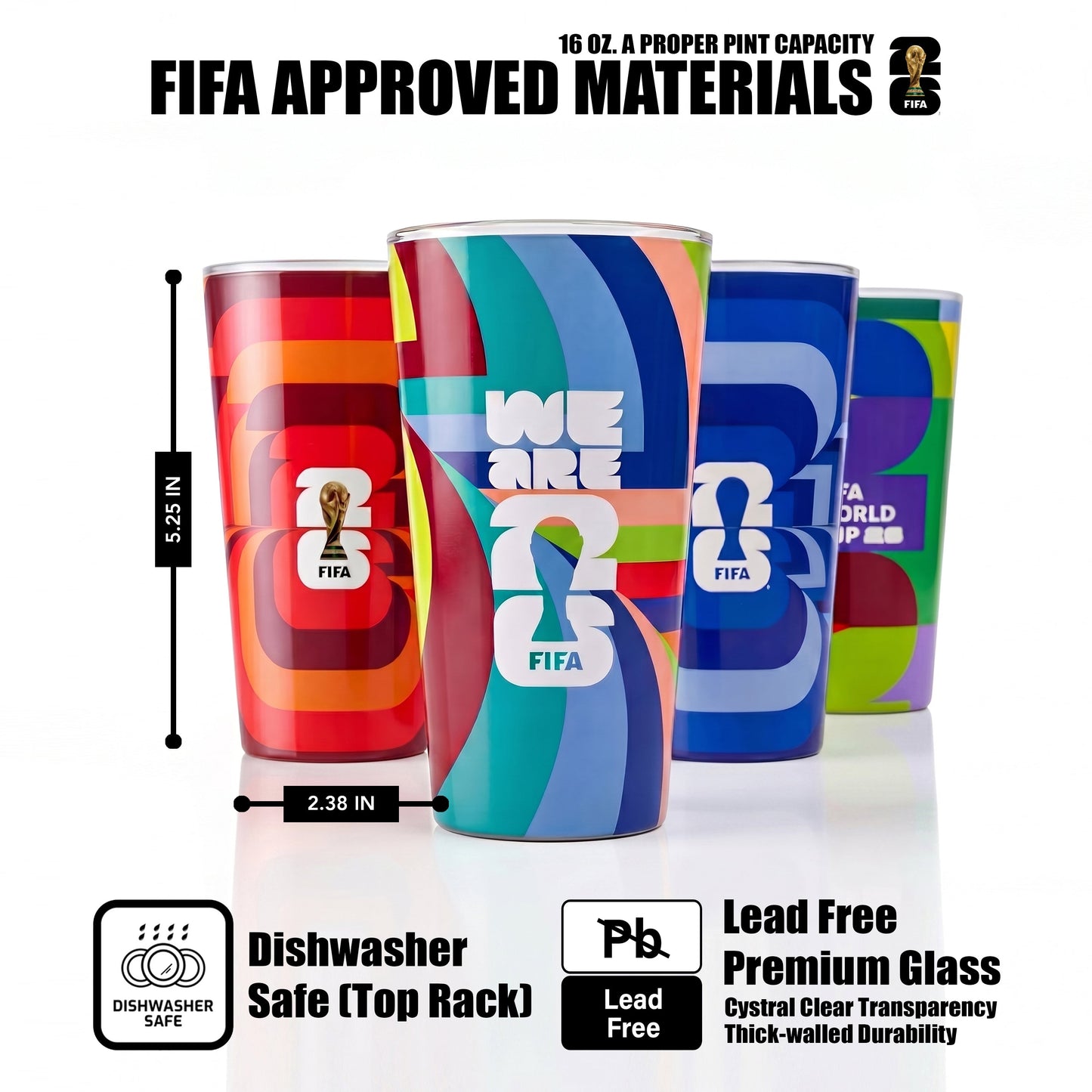 Atelier Sportif Official Official FIFA World Cup 2026 Edition 17 Oz Glass Tumblers