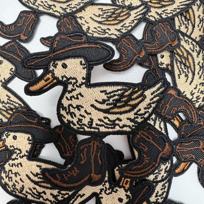 3" Western Duck With Hat & Boots - Embroidered Hat Patch