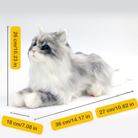 Plush Blue Eyes Grey Hair Cat Weighted-Handmade Life-Size Companion & Pet Memorial