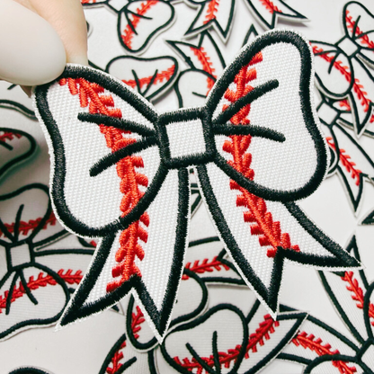 2.5" Baseball Bow - Embroidered Hat Patch