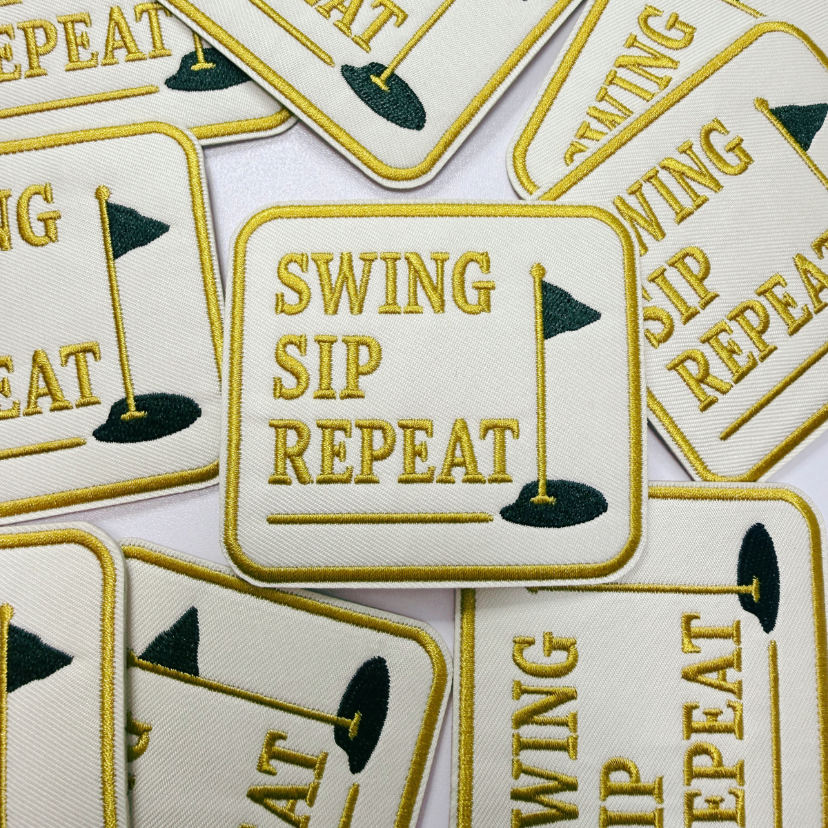3" Swing Sip Repeat ( GOLF) - Embroidered Hat Patch