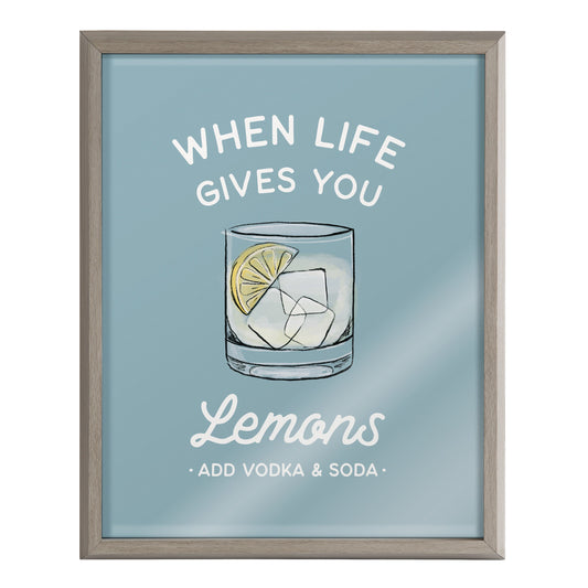 Blake When Life Gives You Lemons Blue Framed Printed Glass by The Creative Bunch Studio
