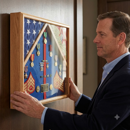 Marine Corps 2 Flag Shadow Box Display Case - 4' x 6' burial flags