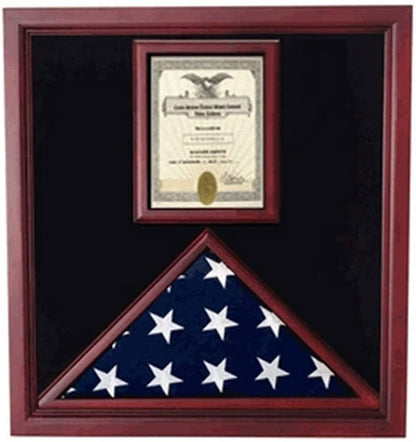 Flag and Document Case - Vertical 8 1/2 x 11 Document for Hanging Medals and Other Memorabilia - fit 3' x 5' flag or fit 5' x 9.5' Flag.