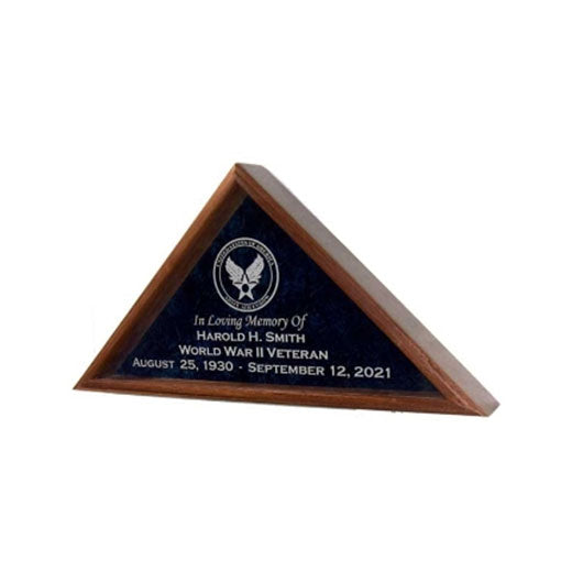 US Air Force Flag Display Case - Fit 3' x 5' Flag or Fit 5' x 9.5' Casket Flag.
