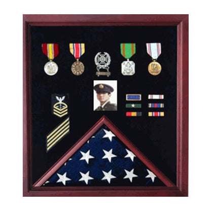 Flag Photo and Badge Display Case - Fit 5' x 8' Flag.
