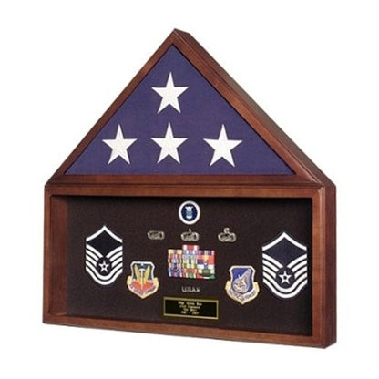 Large Flag and Memorabilia Display Cases - Cherry Material.