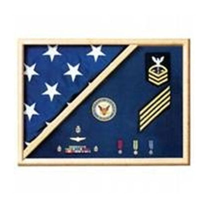 Air Force Blue - Wood Flag Display Case - Fit 3' x 5' Flag.
