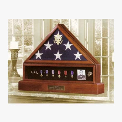 Presidential Pedestal Flag Medal Display - Cherry Material.