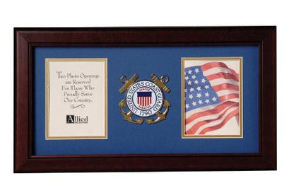 Flag Connections US Coast Guard Medallion Double Picture Frame - Two 4 x 6 Photo Openings