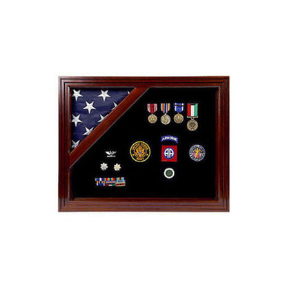 American Corner flag and medal display case, Fit 3 x 5 Flag.