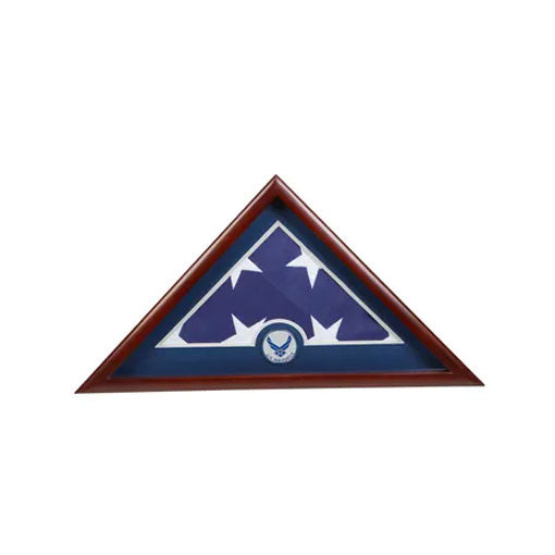 Medallion Flag Display Case, Memorial Flag Display case with Air Force Wings - Medallion.