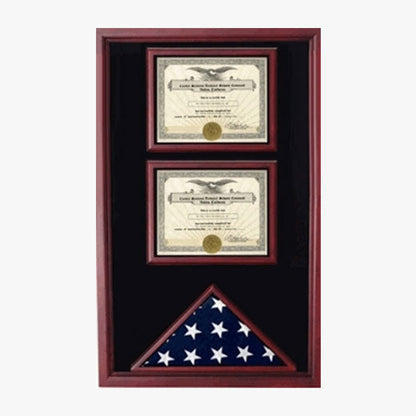 2 Certificates Flag Display case - fit 3" x 5"