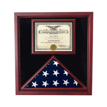 Flag and Certificate Case, Flag Display Cases With Certificate - Fit 3' x 5' Flag or Fit 5' x 8' Flag or Fit 5' x 9.5' Casket Flag.