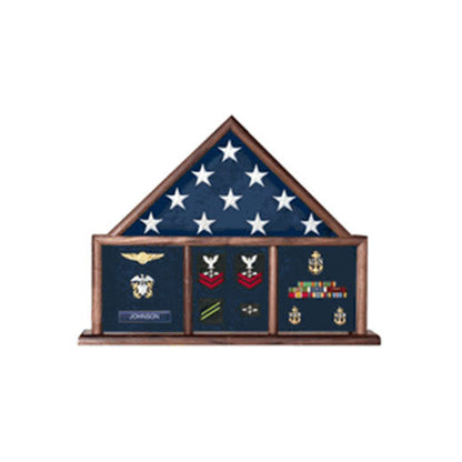 Flags Connections - USAF Shadow Box, Flag Medal Case - Oak or Oak/Cherry Finish Material.