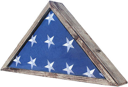 Rustic Flag Case - Military Flag Display Case for 9.5 x 5 American Veteran Burial Flag Folded - Flag Holder Shadow Box to Display Folded Flag. (Weathered Wood)