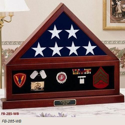 Flag Connections Combination Flag Display Case Shadow Box, Flag medal pedestal - Size 3'x5'