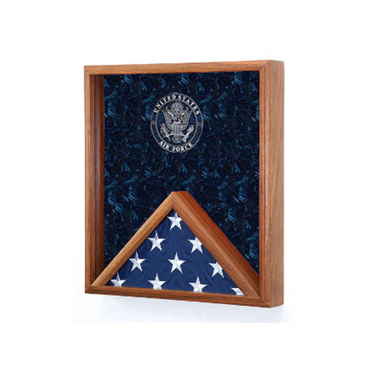 Flags Connections - Air Force Flag Display Case - USAF Flag Case - Black or Red or Blue or Green Background Color.