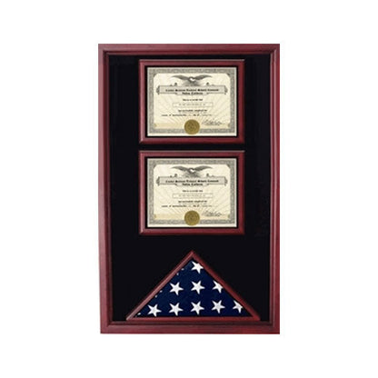 2 Documents Flag Display Cases - Cherry.