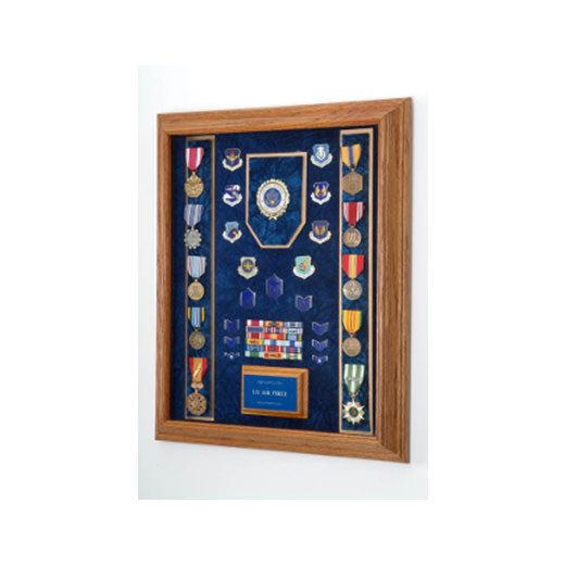 Flags Connections - Air Force Awards Display Case - Oak Material.