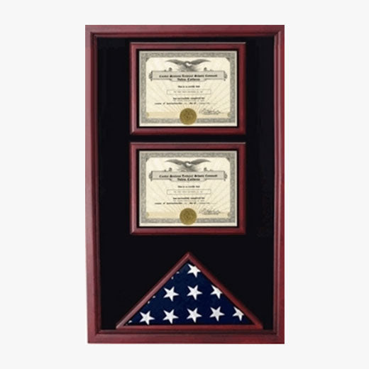 2 Certificates Flag Display case - Fit 3" x 5" Flag.