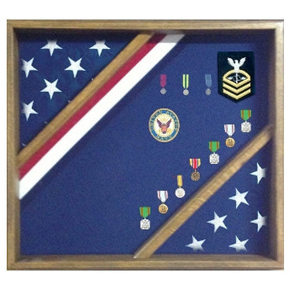 Flag Display Box, Wood Flag Red White and Blue Box - Fit 3' x 5' Flag.