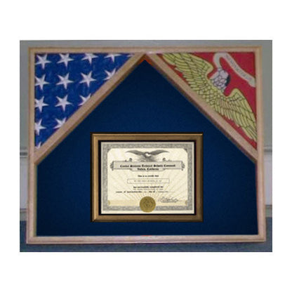 Military Flag Case For 2 Flags and Certificate Display Case - Fit 3" x 5" or 4" x 6" or 5" x 9.5" Casket Flag.