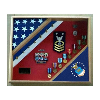 Air Force Retirement Gift, USAF 5' X  9.5' Flag Shadow Box, USAF display