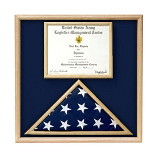 Air Force Flag and certificate Display case - Walnut Material.