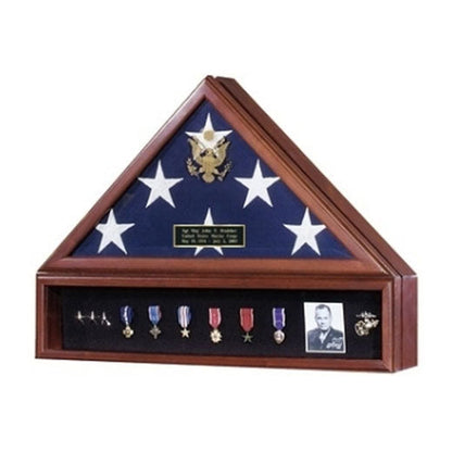 American Flag Case and Medal Display Case - Presidential - Cherry Material.