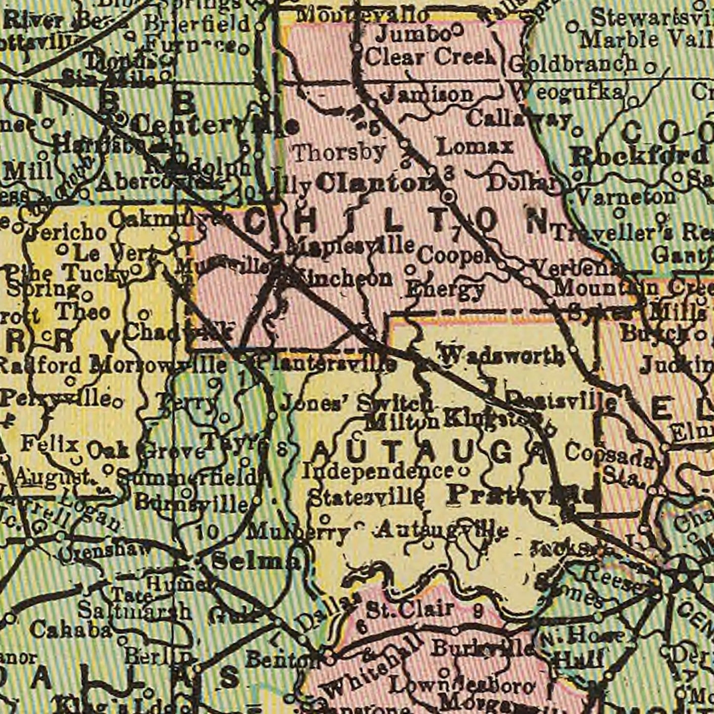Vintage Map of Alabama 1909