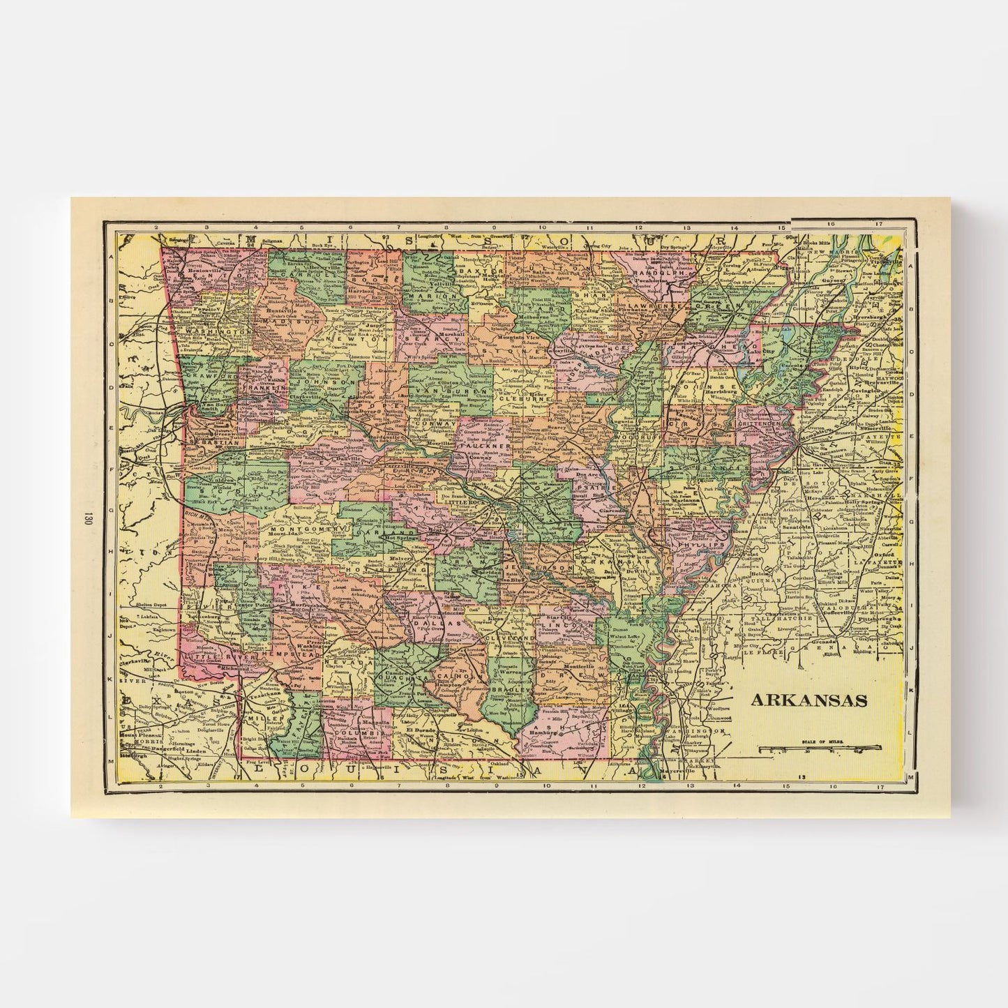 Vintage Map of Arkansas 1909