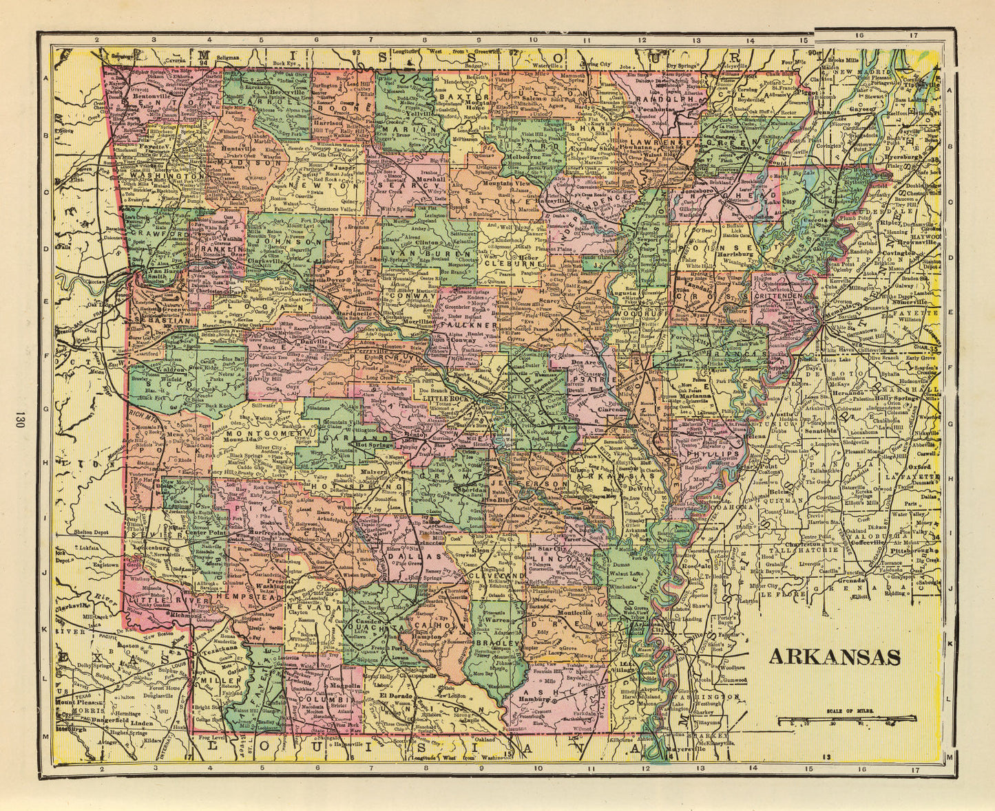 Vintage Map of Arkansas 1909